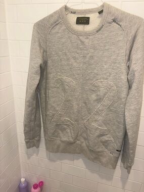 Scotch & Soda Light Gray Crewneck Sweater with Raised '22' Detail